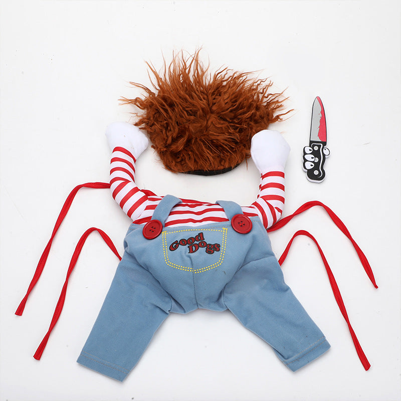 HKM-3871805 Adjustable Funny Halloween Dog Costume with Wig and Accessory for Parties