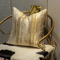 HKM-387219 Champagne Gold Striped Pillowcase for Modern Minimalist Living Room and Bedroom Décor