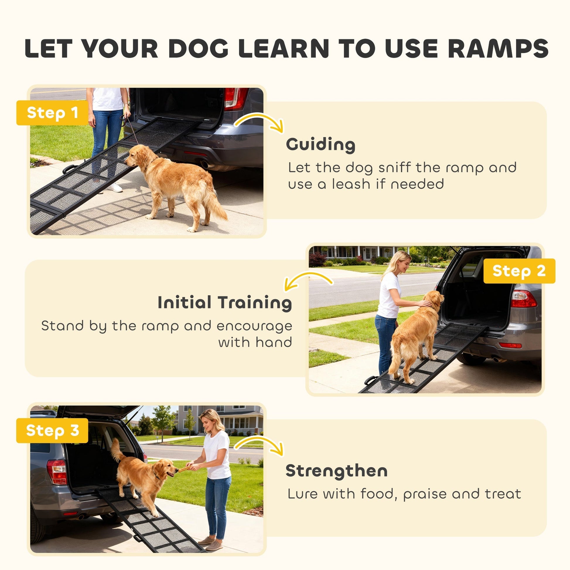HKM-3873085 Extra Long Portable Dog Car Ramp - Non-Slip Folding Ramp for Small and Large Pets, 75" x 20"