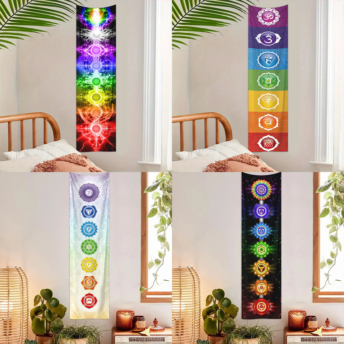 HKM-387347 Geometric Abstract Mysterious Meditation Tapestry - Nordic Style Polyester Fiber, Rectangular, 150x40cm