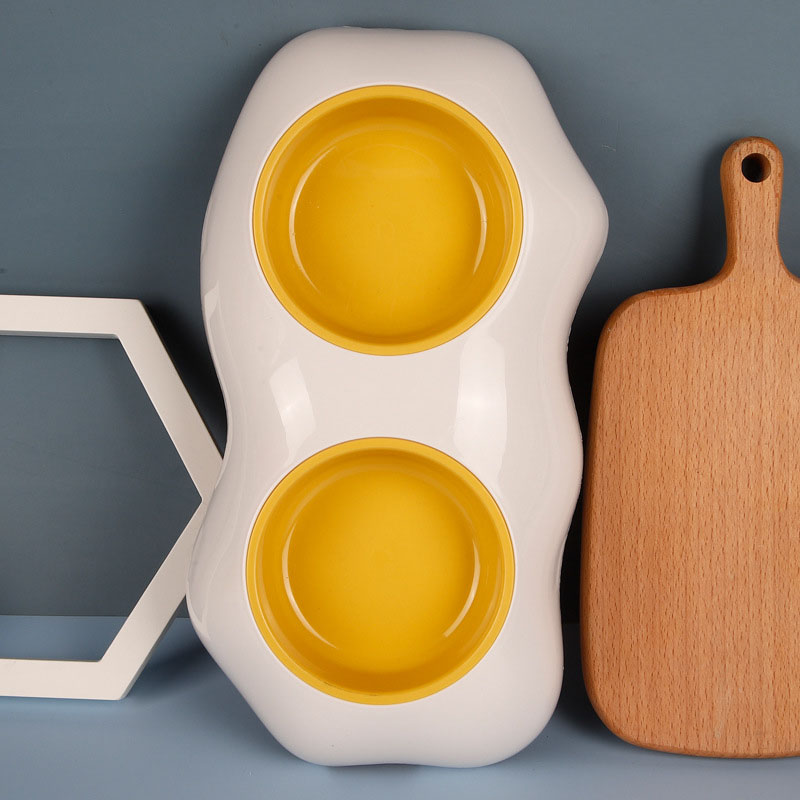 HKM-3873597 Creative Pet Egg Yolk Bowl - Single & Double Options for Your Furry Friend