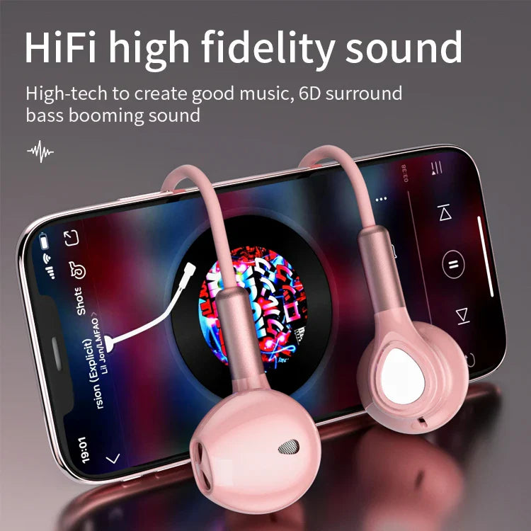HKM-387411 Wired In-Ear Sports Earbuds with Microphone and Bass for Gaming and Music