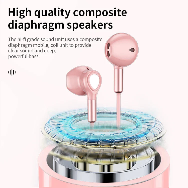 HKM-387411 Wired In-Ear Sports Earbuds with Microphone and Bass for Gaming and Music