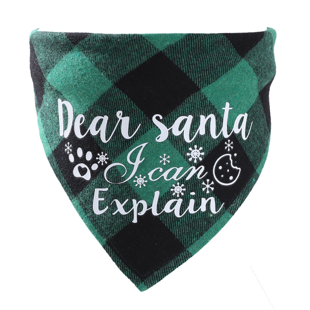 HKM-3875005 Plaid Dog Triangle Bandana Towel for Winter – Cotton Material, Available in Multiple Color Options