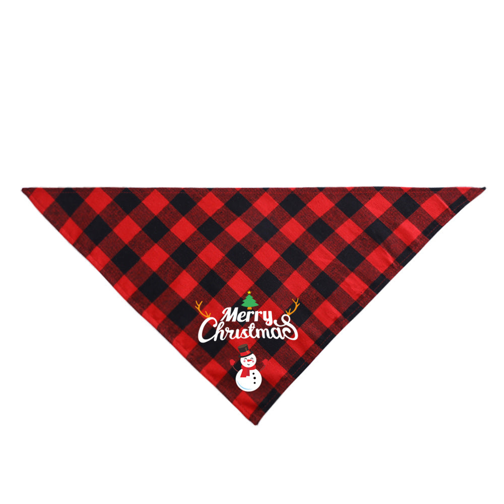HKM-3875005 Plaid Dog Triangle Bandana Towel for Winter – Cotton Material, Available in Multiple Color Options