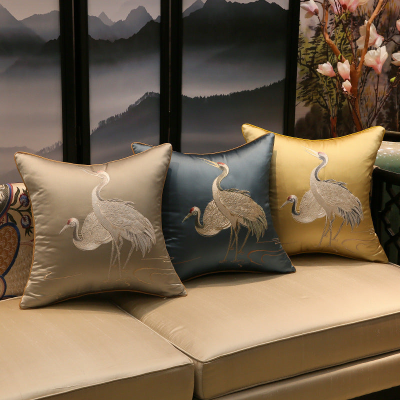 HKM-387731 Crane Pattern Polyester Cushion Cover for Home Decor - Various Sizes Available