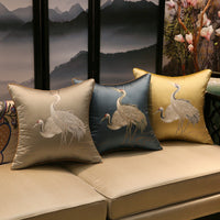 HKM-387731 Crane Pattern Polyester Cushion Cover for Home Decor - Various Sizes Available