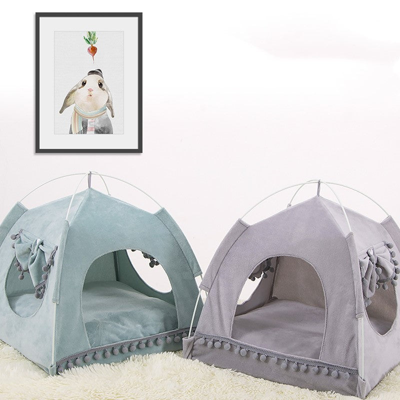 HKM-3877437 Cozy Bite-Resistant Flannel Nest House for Small Pets