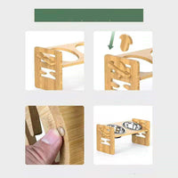 HKM-3877565 Stainless Steel Double Bowl Holder with Bamboo Stand for Cats and Dogs