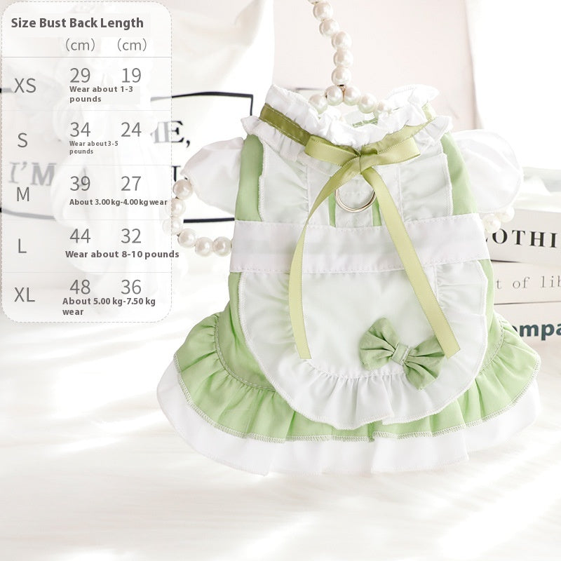 HKM-3877949 Cotton Princess Skirt for Small Dogs and Cats in Black and Green