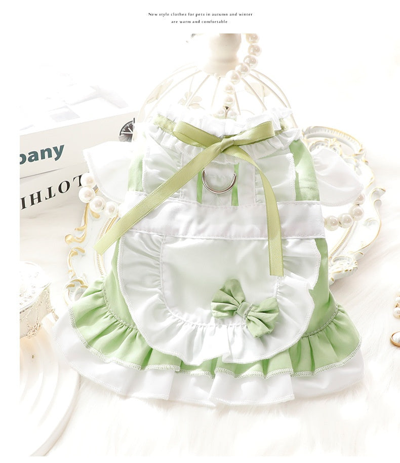 HKM-3877949 Cotton Princess Skirt for Small Dogs and Cats in Black and Green