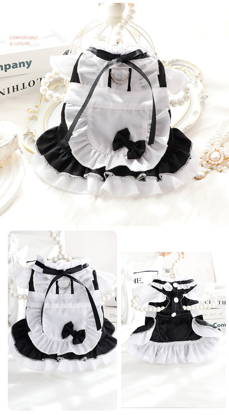 HKM-3877949 Cotton Princess Skirt for Small Dogs and Cats in Black and Green