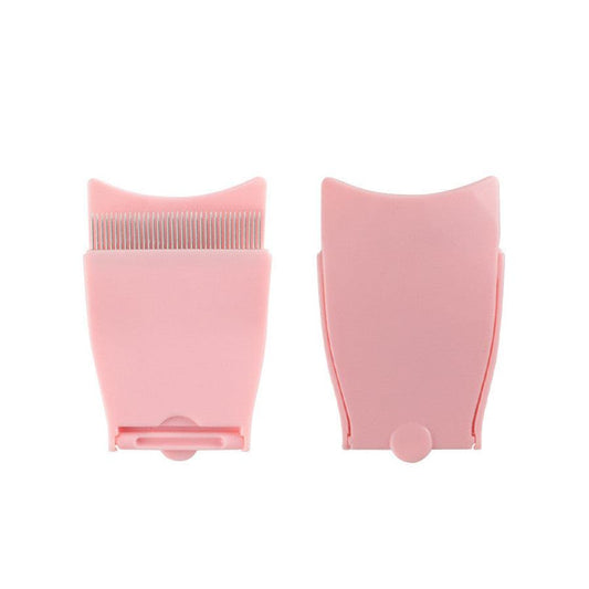 HKM-387795 Folding Stainless Steel Eyebrow and Eyelash Comb in Pink, 10cm Length