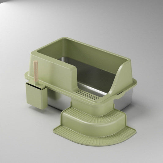 HKM-3878845 Oversized Semi-Closed Stainless Steel Cat Litter Box in Multiple Colors