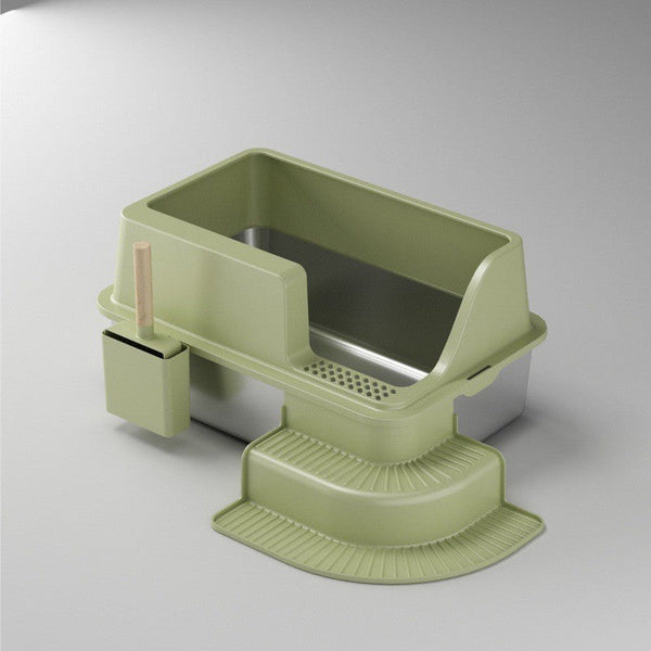 HKM-3878845 Oversized Semi-Closed Stainless Steel Cat Litter Box in Multiple Colors