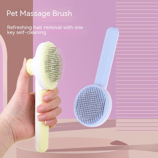 HKM-3878973 Self-Cleaning Round Head Pet Comb for Dogs - Available in Multiple Colors