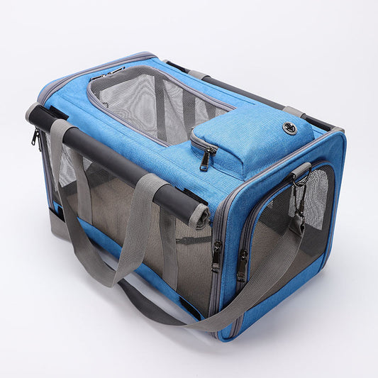 HKM-3879613 Portable Pet Shoulder Crossbody Handbag for Dogs and Cats - Fashion Minimalist, Breathable Oxford Material, Available in Blue, Pink, Gray, Black