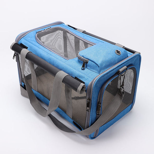 HKM-3879613 Portable Pet Shoulder Crossbody Handbag for Dogs and Cats - Fashion Minimalist, Breathable Oxford Material, Available in Blue, Pink, Gray, Black