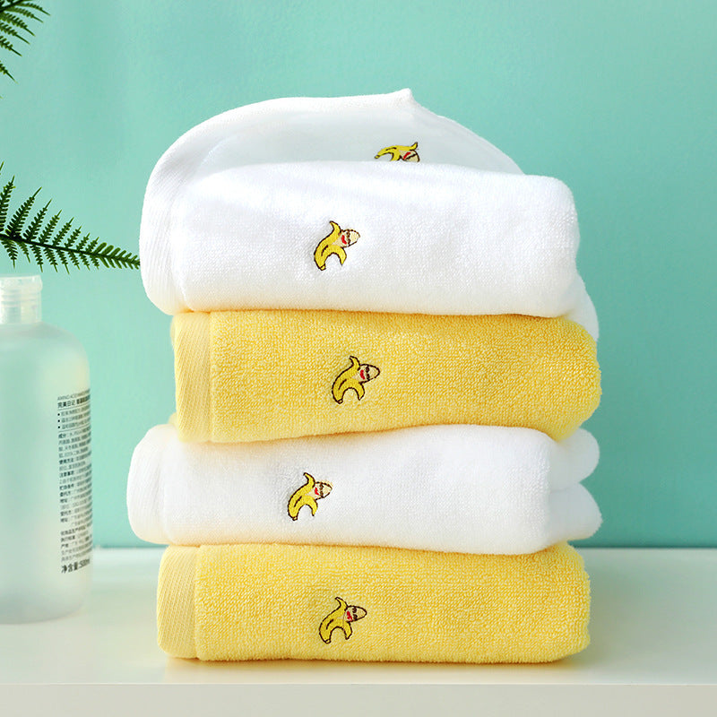 HKM-387987 Embroidered Pure Cotton Towels Set - Avocado & Banana Colors, 4-Piece Collection