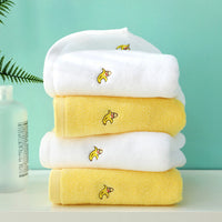 HKM-387987 Embroidered Pure Cotton Towels Set - Avocado & Banana Colors, 4-Piece Collection