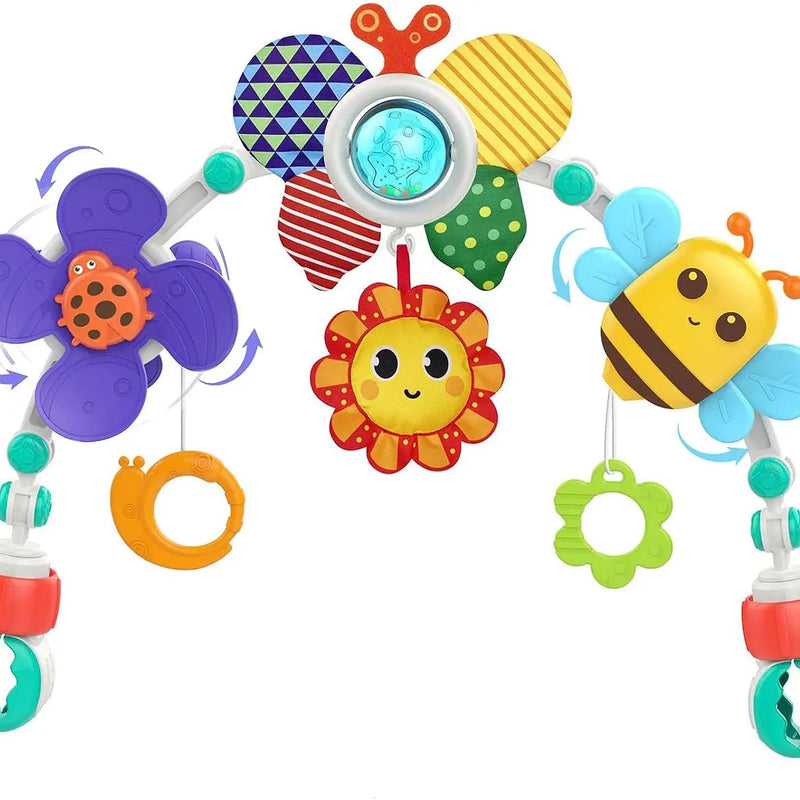 HKM-388051 Adjustable Cartoon Crib Play Gym with Musical & Flashing Hanging Toys for Stroller and Car Seat