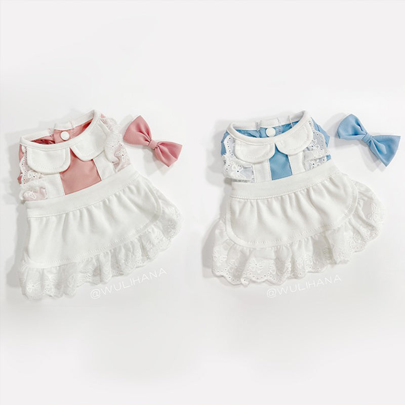 HKM-3881533 Small Pet Lace Dress for Cats and Dogs - Blue & Pink Options Available