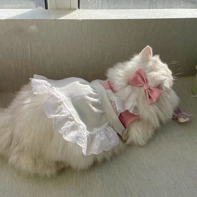 HKM-3881533 Small Pet Lace Dress for Cats and Dogs - Blue & Pink Options Available