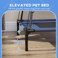 HKM-3881789 Elevated Dog Cot with UV Protection Canopy Shade - 36 Inch, Dark Blue