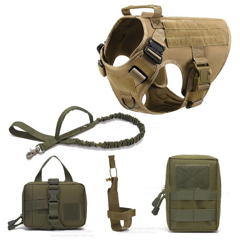 HKM-3882429 Adjustable Dog Training Harness and Lead Rope with Fanny Pack Storage and Water Cup Cover