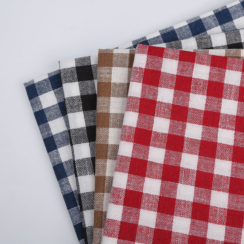 HKM-388243 Small Square Grid Polyester Fabric for Cushion Covers, Bags, and Accessories - 150cm Width
