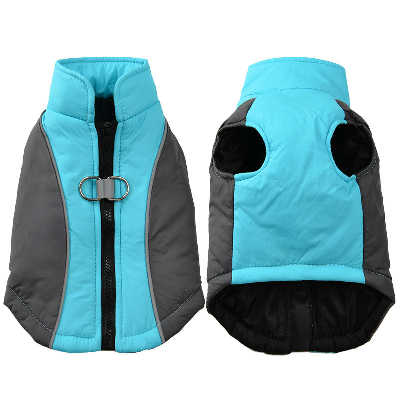 HKM-3882813 Reflective Pet Coat for Autumn and Winter - Thickened Warm Contrast Color Shell