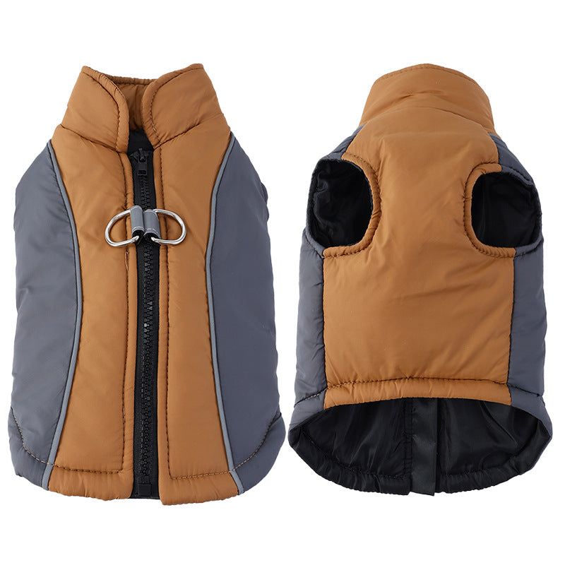 HKM-3882813 Reflective Pet Coat for Autumn and Winter - Thickened Warm Contrast Color Shell