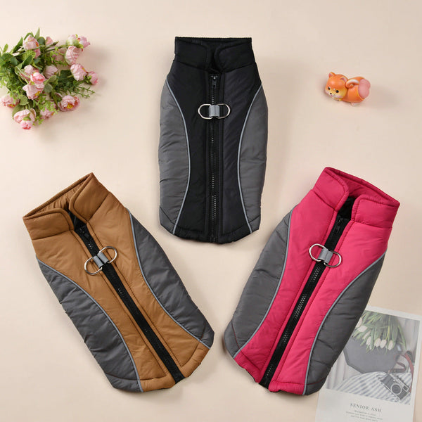 HKM-3882813 Reflective Pet Coat for Autumn and Winter - Thickened Warm Contrast Color Shell