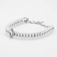 HKM-3882941 Elegant Pearl Necklace Collar for Small and Medium-Sized Dogs with Extension Chain