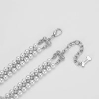 HKM-3882941 Elegant Pearl Necklace Collar for Small and Medium-Sized Dogs with Extension Chain