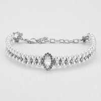 HKM-3882941 Elegant Pearl Necklace Collar for Small and Medium-Sized Dogs with Extension Chain