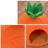HKM-3883197 Cozy Cloth Pet Bed with Anti-Slip Options in Vibrant Orange and Fruit Designs