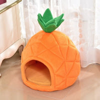 HKM-3883197 Cozy Cloth Pet Bed with Anti-Slip Options in Vibrant Orange and Fruit Designs