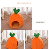 HKM-3883197 Cozy Cloth Pet Bed with Anti-Slip Options in Vibrant Orange and Fruit Designs