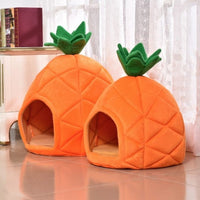 HKM-3883197 Cozy Cloth Pet Bed with Anti-Slip Options in Vibrant Orange and Fruit Designs