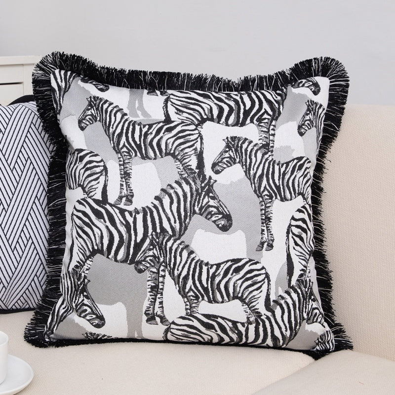 HKM-388371 French Style Geometric and Floral Pillow Cover for Living Room Sofa