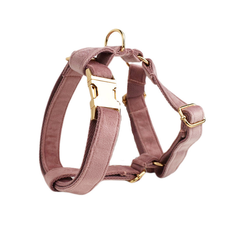 HKM-3884605 Light Purple Velvet Dog Collar with Bow and Floral Accessories for Pets