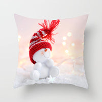 HKM-388627 Christmas Snowman Cushion Cover - Scandinavian Style Polyester Pillowcase 45x45cm