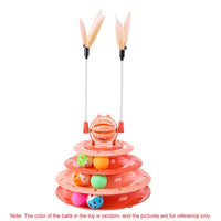 HKM-3886397 Interactive 4-Tier Cat Puzzle Toy with Balls and Teasers for Indoor Cats