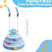 HKM-3886397 Interactive 4-Tier Cat Puzzle Toy with Balls and Teasers for Indoor Cats