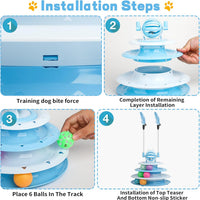 HKM-3886397 Interactive 4-Tier Cat Puzzle Toy with Balls and Teasers for Indoor Cats
