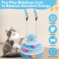 HKM-3886397 Interactive 4-Tier Cat Puzzle Toy with Balls and Teasers for Indoor Cats