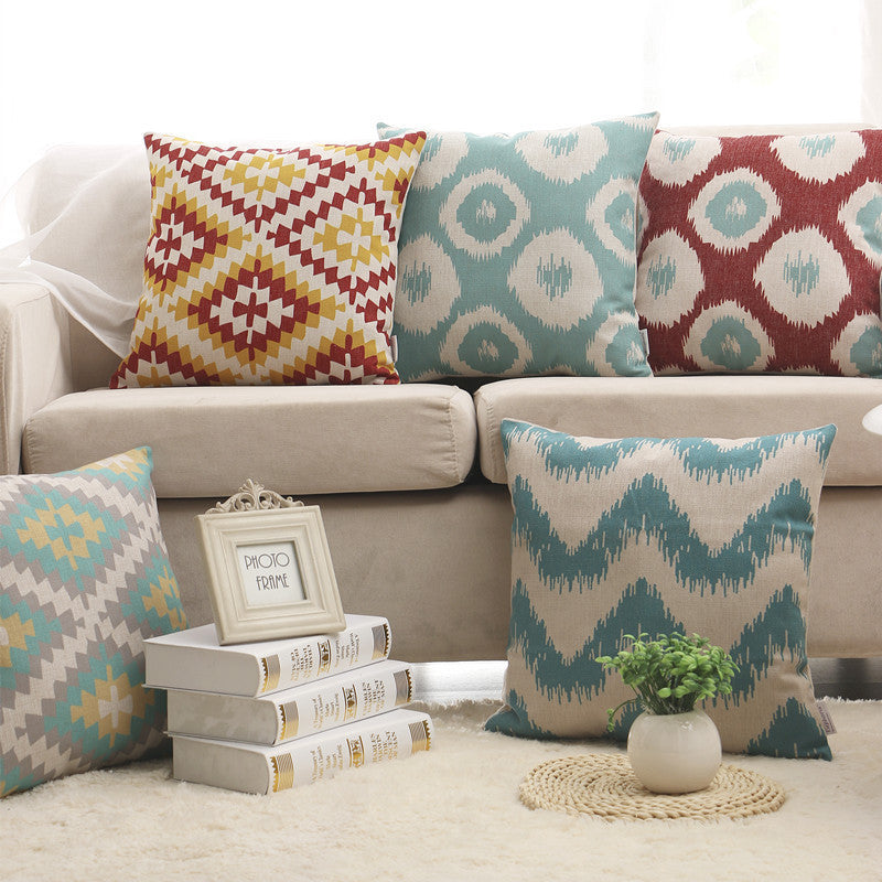 HKM-388691 Geometric Abstract Cotton and Linen Pillow - 45x45cm Filling Material: PP Cotton