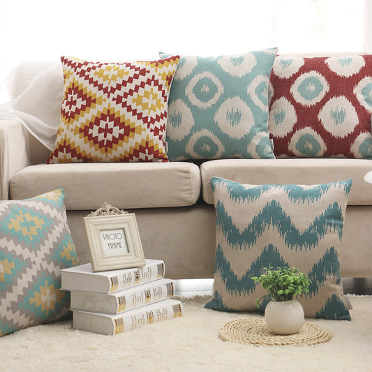 HKM-388691 Geometric Abstract Cotton and Linen Pillow - 45x45cm Filling Material: PP Cotton