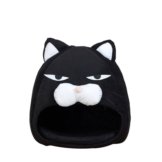 HKM-3887165 Cozy Cat House Bed with Removable Litter Mat, Plush Nest for Small and Medium Pets